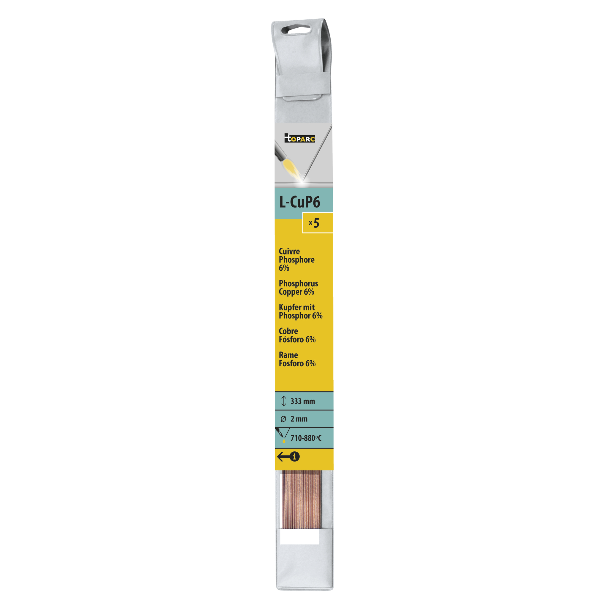 GYS - 5 baguettes cuivre phosphore 6% Ø 2MM - L. 333MM - 047181