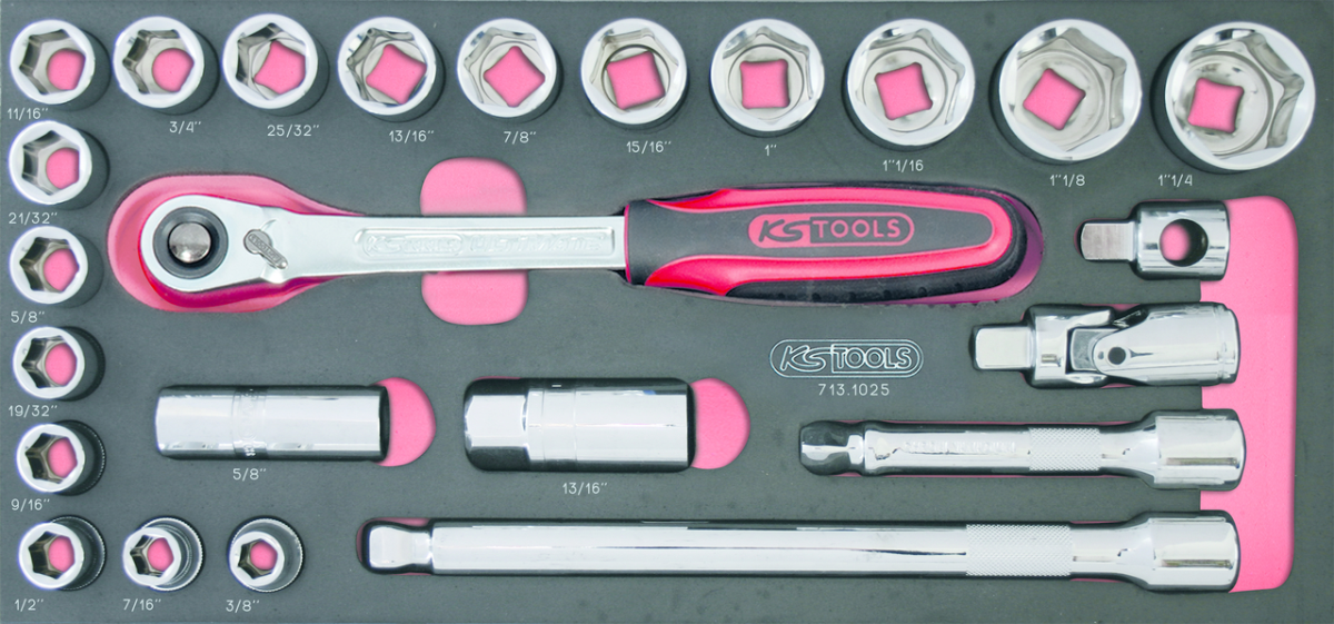 KSTOOLS - Module de douilles et accessoires ULTIMATE® 1/2'' en pouces, 24 pièces - 713.1025