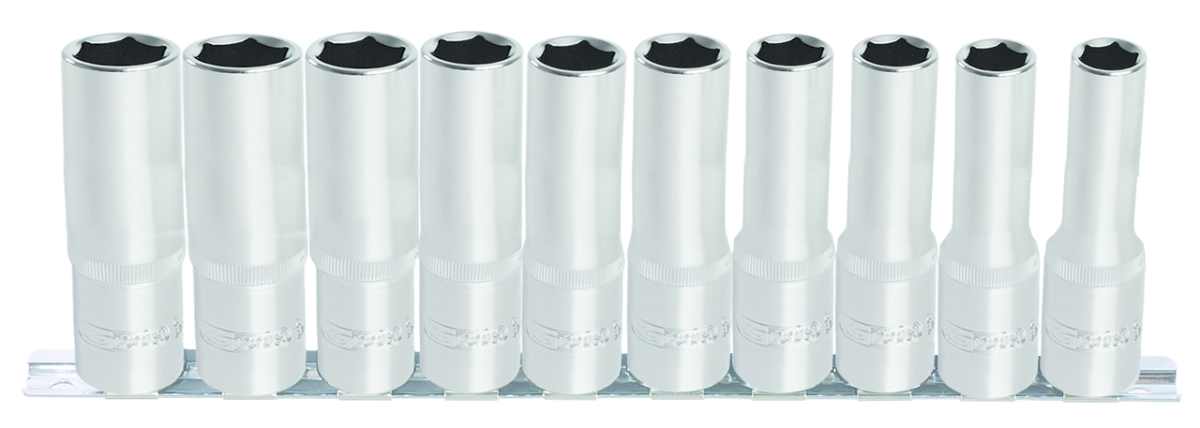 KS TOOLS - Jeu de 10 douilles tournevis ULTIMATE® 6 pans sur rail 1/4'', 4-13 mm - 922.1458
