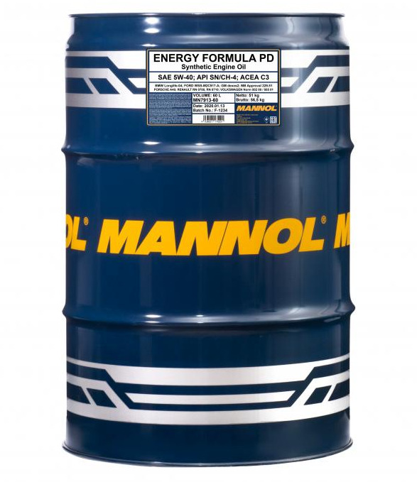 MANNOL - Huile moteur ENERGY FORMULA PD - 5W40 - Fût de 60 litres - MN7913-60