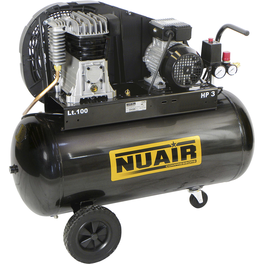 NUAIR - Compresseur à piston 3 CV 100 litres 230 Vca - B2800B/100CM3 - 142310NU