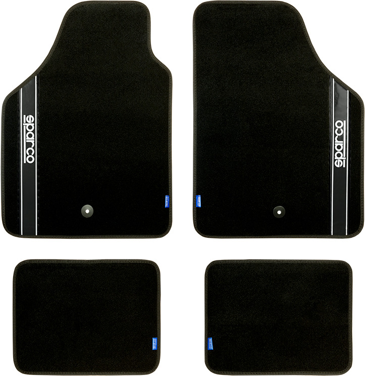 SPARCO - Tapis voiture moquette bande noir (x4)