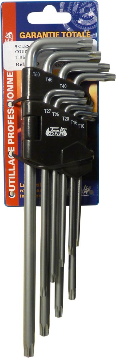 DRAKKAR-TOOLS - 9 clés mâles coudées Torx extra longues - 10718