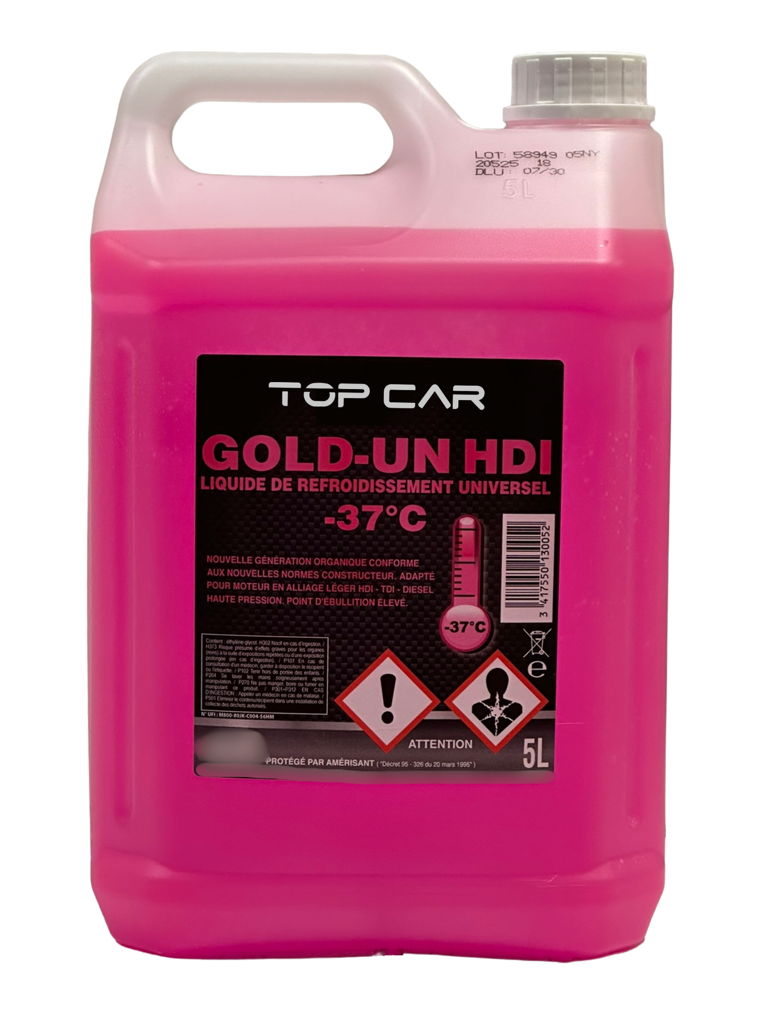 TOPCAR - Liquide de refroidissement -37°C normes VAG - Bidon de 5 litres - 0005002013